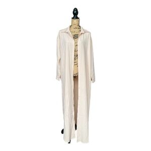 Elegant Long Sleeve Cream Maxi Dress
